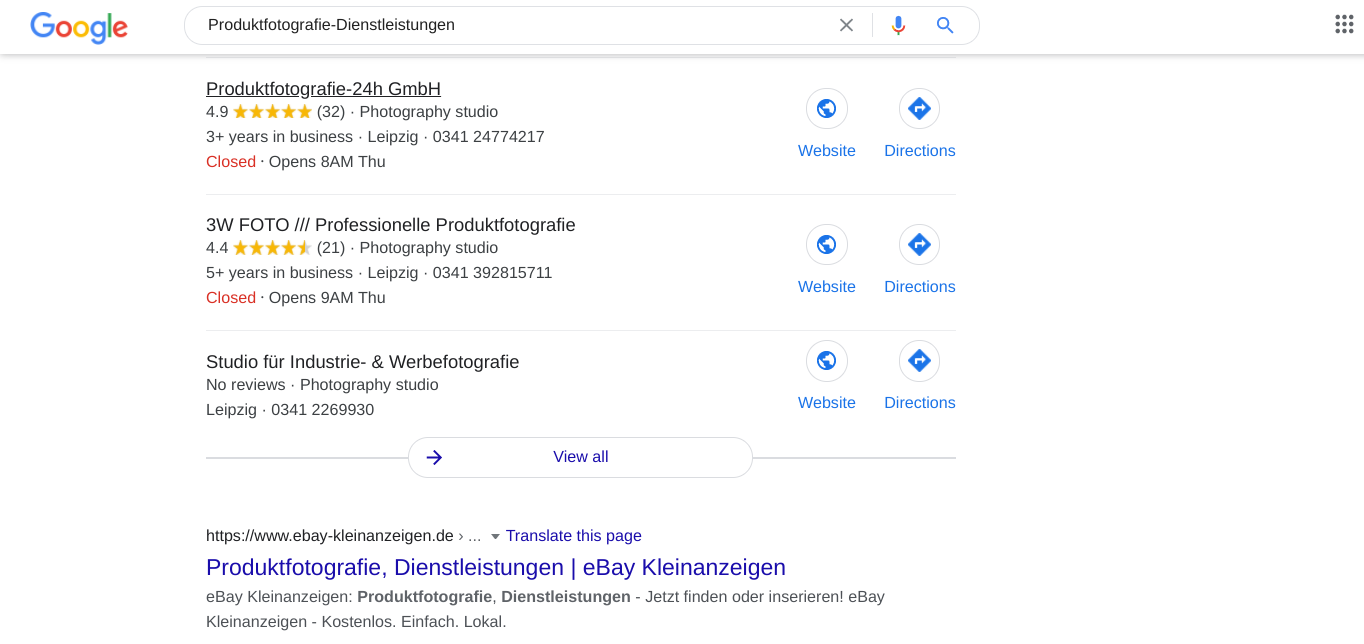 Google-Suchergebnisse