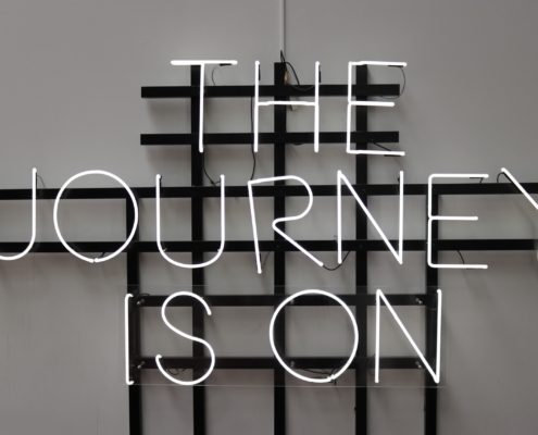 The Journey is On signage by kmu digitalisierung, put it on