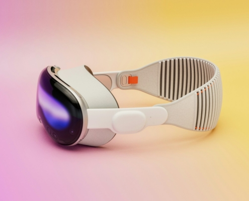 Digital Maturity a pair of virtual glasses on a pink and yellow background