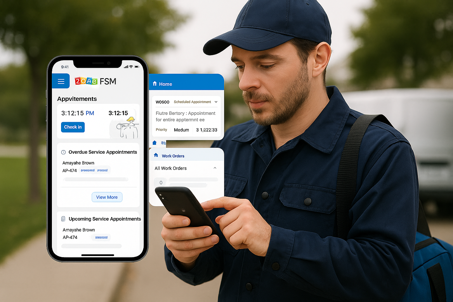Aussendienstsoftware und Handwerkersoftware wie Zoho FSM erleichtern die Büroarbeit und steigern die Effizienz im Handwerk und Aussendienst.