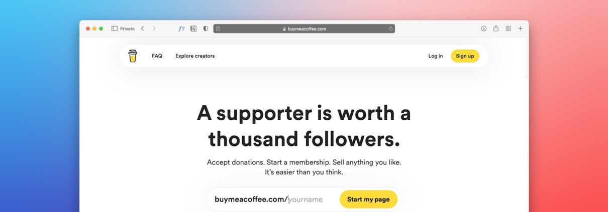 a computer screen with a message that reads, a support is worth a thousand followers